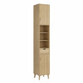 Colonne de salle de bain en panneaux de particules et MDF effet chêne naturel, 30 × 30 × 170 cm